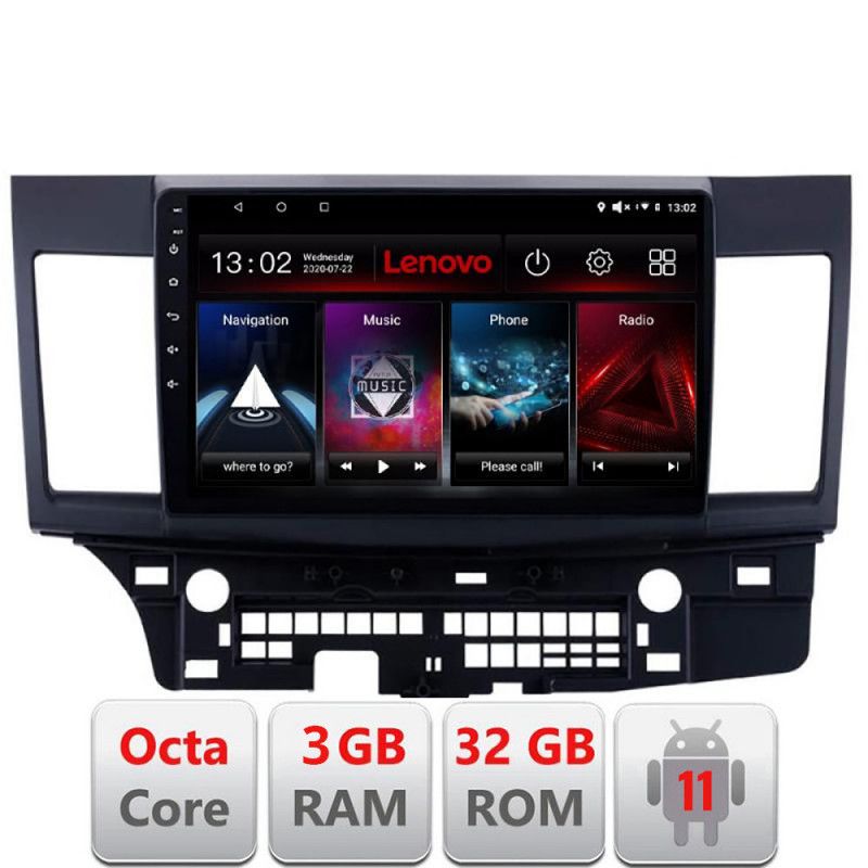 Navigatie Mitsubishi Lancer D-037 Octa Core cu Android Radio Bluetooth Internet GPS WIFI DSP 3+32 GB 4G KIT-037 LENOVO LITE