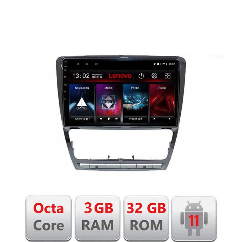 Navigatie Skoda Octavia 2 2005-2013 D-005 Octa Core cu Android Radio Bluetooth Internet GPS WIFI DSP 3+32 GB 4G LENOVO LITE