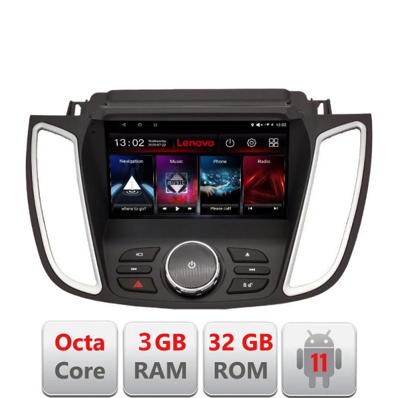 Navigatie Ford Kuga 2015-2020 SYNC2 si SYNC3 Octa Core cu Android Radio Bluetooth Internet GPS WIFI DSP 3+32 GB LENOVO LITE