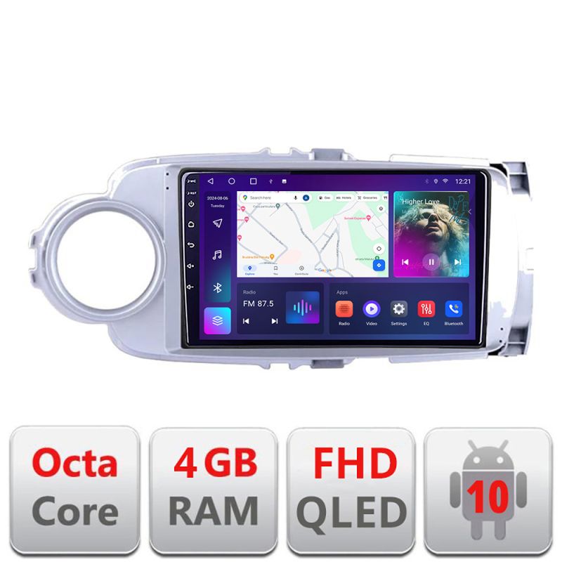 Navigatie Toyota Yaris 2010-2018 B-YARIS10 Android Ecran QLED octa core 4+64 carplay android auto KIT-YARIS10+EDT-E309V3