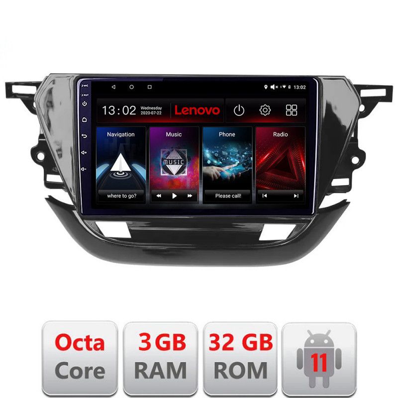 Navigatie Opel Corsa F 2019- Android radio gps internet Octa Core 3+32 KIT-corsa-f+EDT-E509 LENOVO LITE