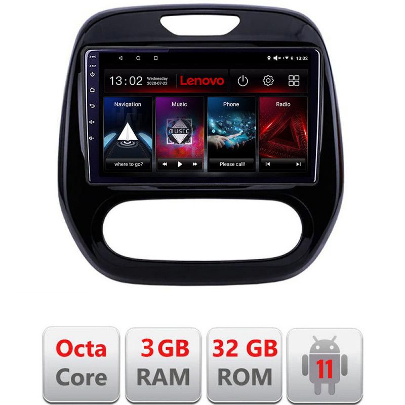 Navigatie Renault Captur 2013-2020 Android radio gps internet Octa Core 3+32 KIT-captur-v2+EDT-E509 LENOVO LITE