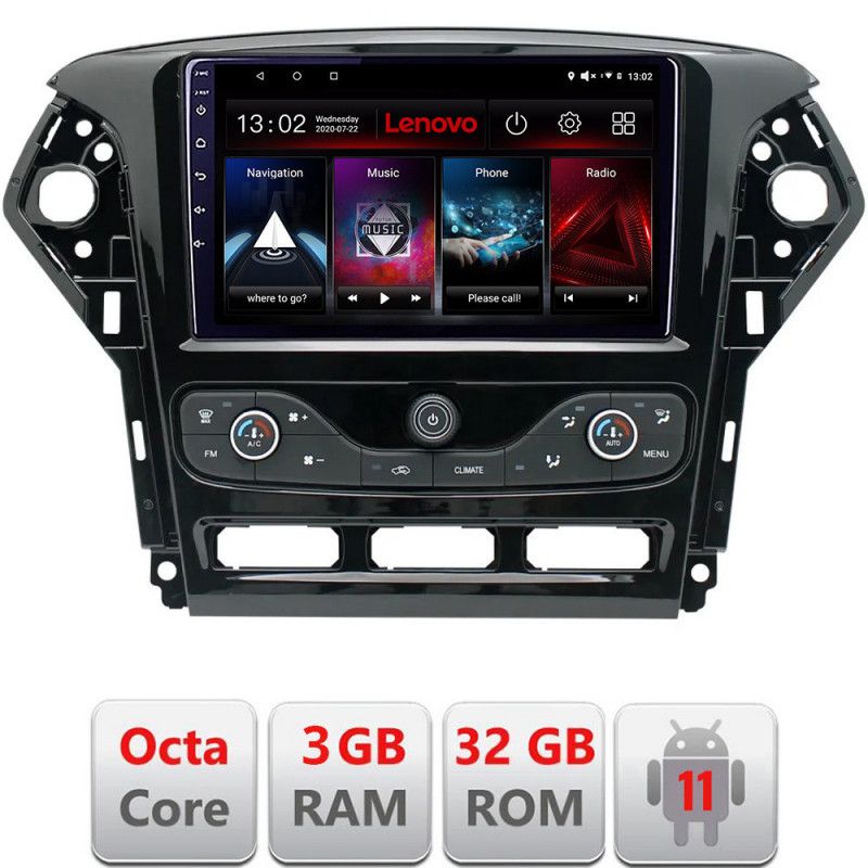 Navigatie Ford Mondeo 2011-2014 Android radio gps internet Octa Core 3+32 KIT-mondeo-nav-10+EDT-E509 LENOVO LITE