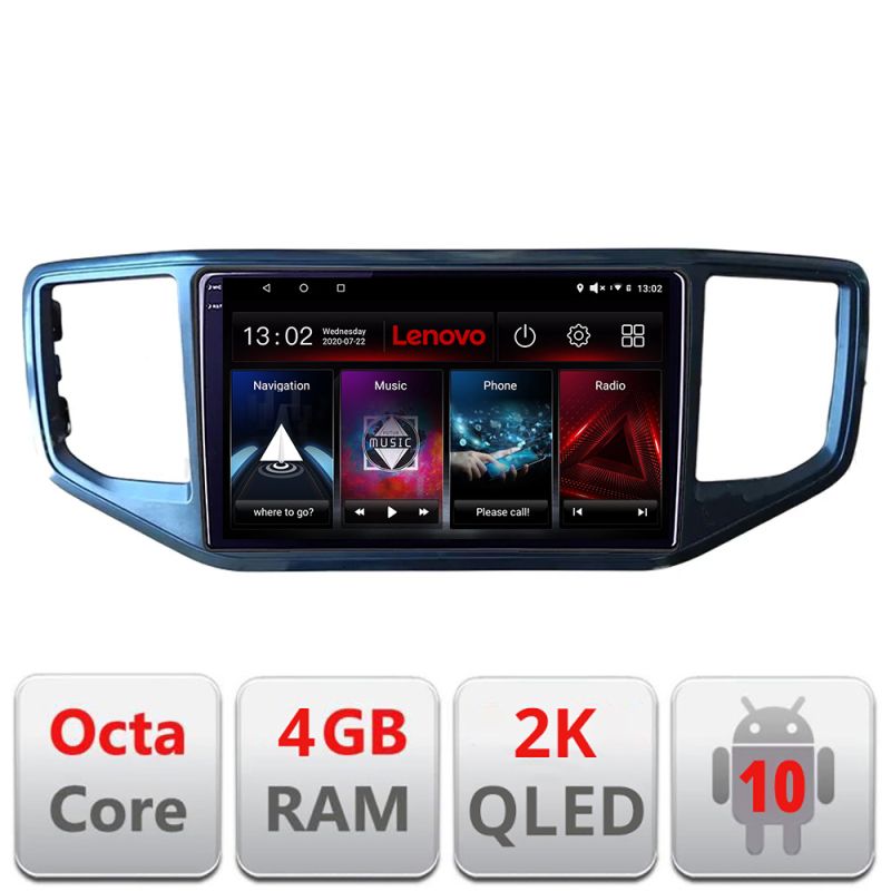 Navigatie dedicata Lenovo VW Amarok , Octacore Qualcomm, 4Gb RAM, 64Gb Hdd, 4G, Qled 2K, DSP, Carplay, Bluetooth 