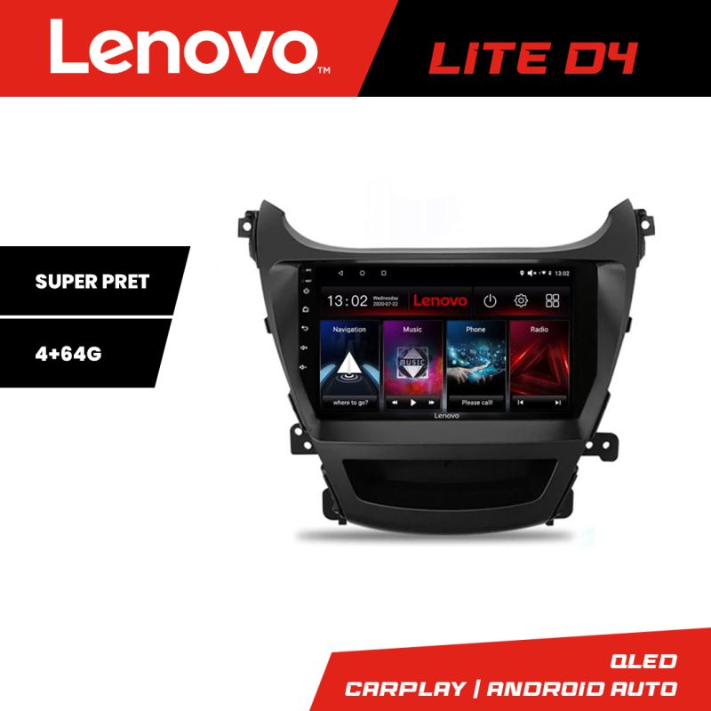 Navigatie Hyundai Elantra 2013-2015 Lenovo Kit-359 4+64 GB Android Waze USB Navigatie Internet Youtube Radio