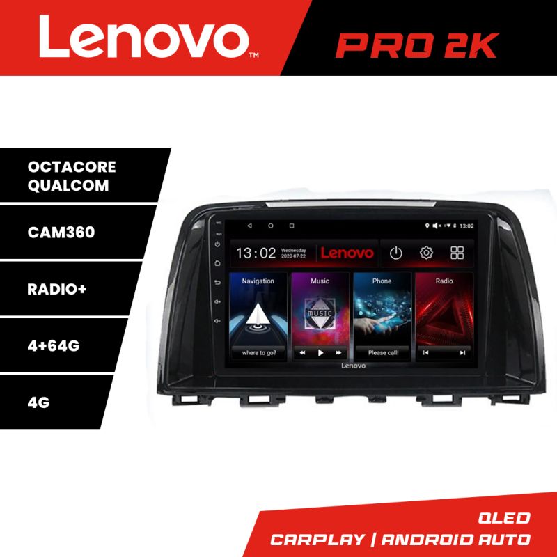 Navigatie Mazda 6 2013-2017 Lenovo Kit-223 8 core QLED 2K 4+64 360 Android Waze USB Navigatie Internet Youtube Radio