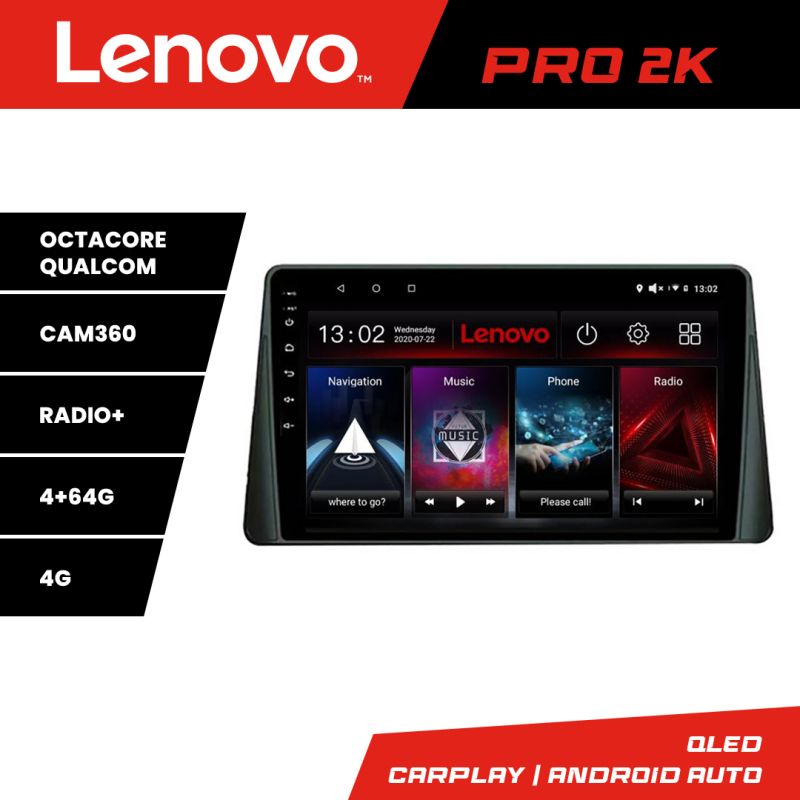 Navigatie Ford Focus 4 Lenovo Kit-focus4 8 core QLED 2K 4+64 360 Android Waze USB Navigatie Internet Youtube Radio