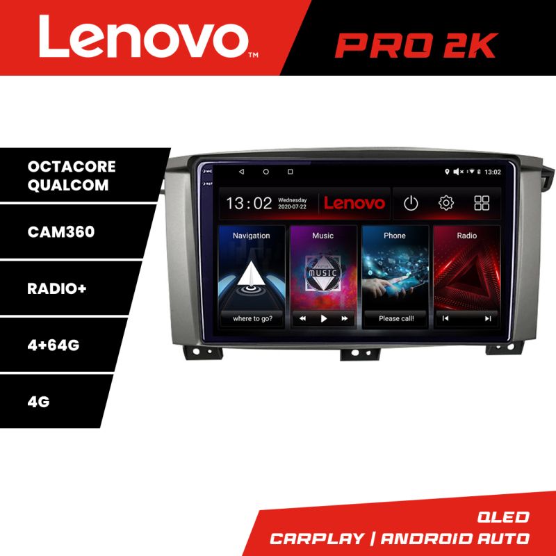 Navigatie Toyota Land Cruiser L100 2002-2006 Android radio gps internet 8 core QLED 2K 4+64 360 Lenovo