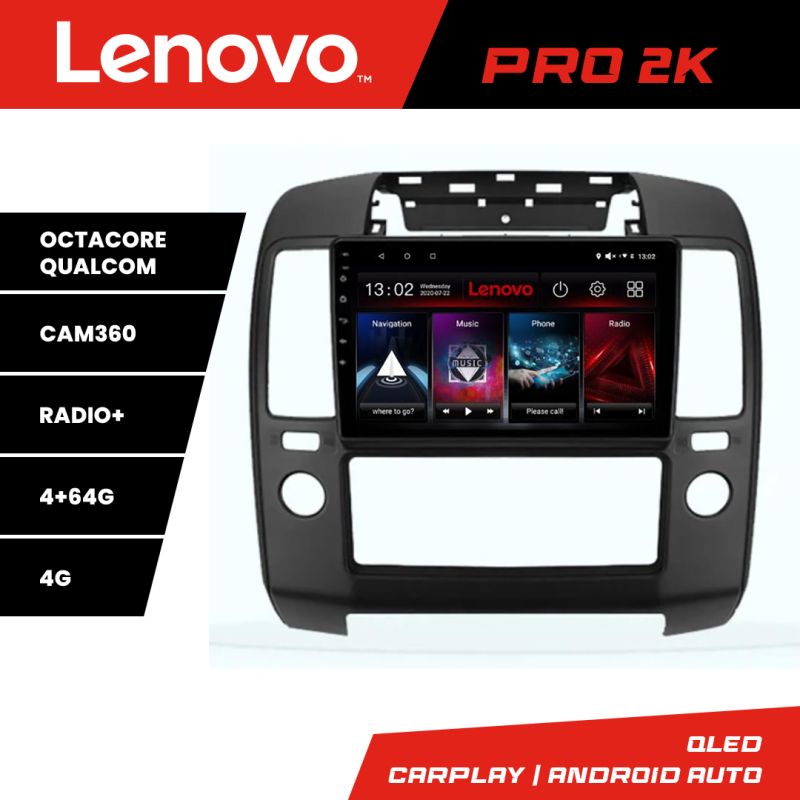 Navigatie Nissan Navara Pathfinder 2005-2010 Lenovo Kit-NAV5 8 core QLED 2K 4+64 360 Android Waze USB Navigatie Internet Youtube Radio