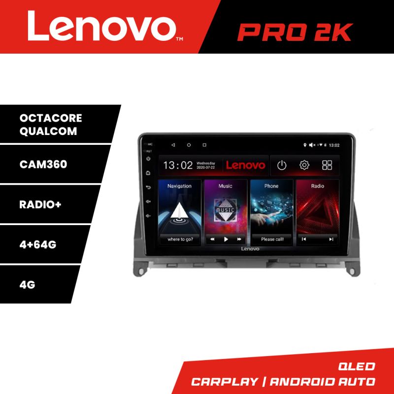 Navigatie Mercedes W204 2008-2012 Lenovo Kit-W204 8 core QLED 2K 4+64 360 Android Waze USB Navigatie Internet Youtube Radio