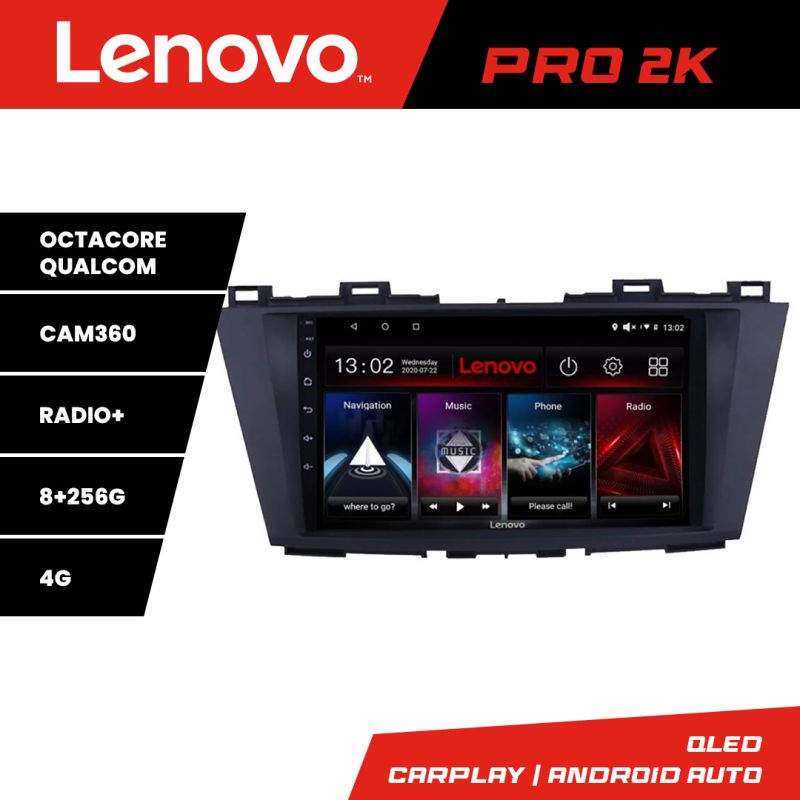 Navigatie Mazda 5 2010-2017 Lenovo Kit-117 8 core QLED 2K 8+256 360 Android Waze USB Navigatie Internet Youtube Radio