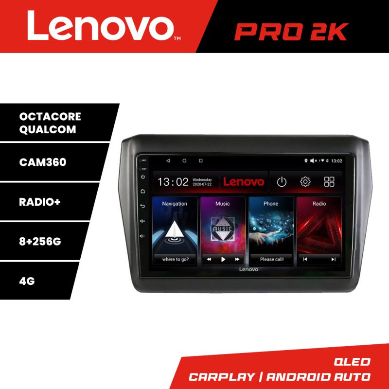 Navigatie Suzuki Swift 2017- Lenovo Kit-2179 8 core QLED 2K 8+256 360 Android Waze USB Navigatie Internet Youtube Radio