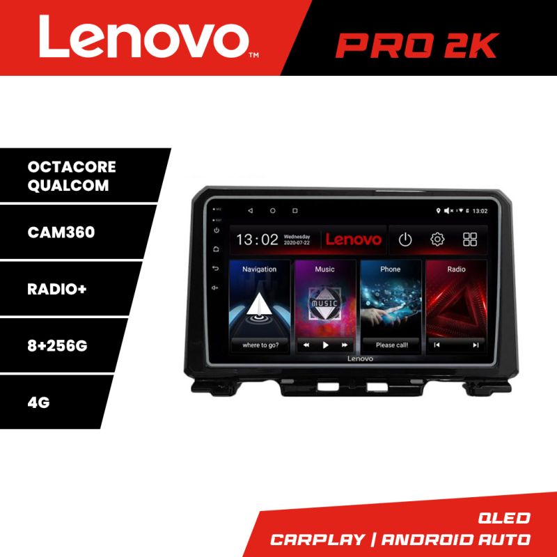 Navigatie Suzuki Jimny 2018- Lenovo Kit-JIMNY 8 core QLED 2K 8+256 360 Android Waze USB Navigatie Internet Youtube Radio