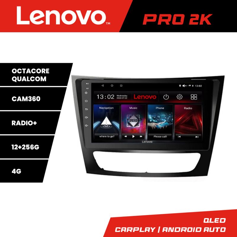 Navigatie Mercedes W211 W219 Lenovo Kit-090 8 core QLED 2K 12+256 360 Android Waze USB Navigatie Internet Youtube Radio