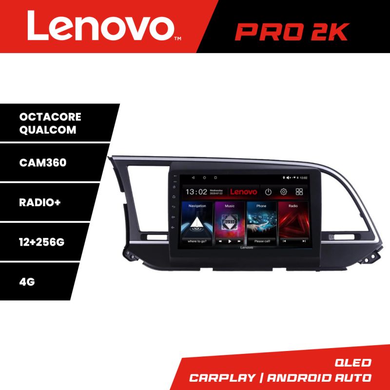 Navigatie Hyundai Elantra 2015-2018 Lenovo Kit-581 8 core QLED 2K 12+256 360 Android Waze USB Navigatie Internet Youtube Radio