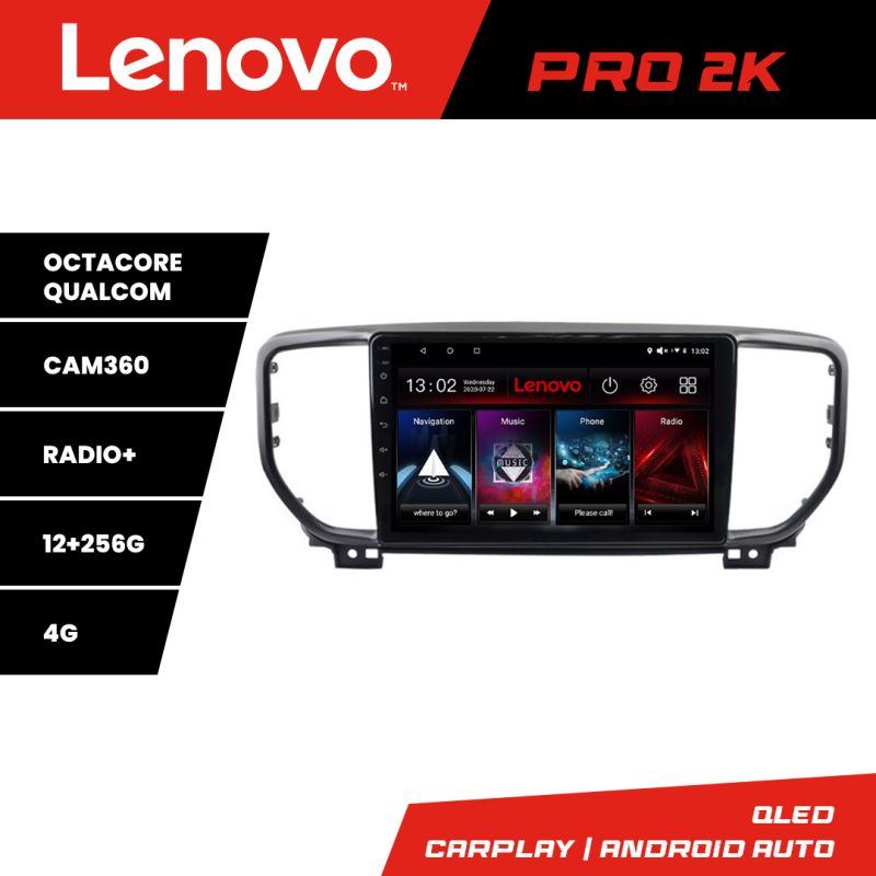 Navigatie Kia Sportage facelift 2019 - Lenovo Kit-sportage-19 8 core QLED 2K 12+256 360 Android Waze USB Navigatie Internet Youtube Radio