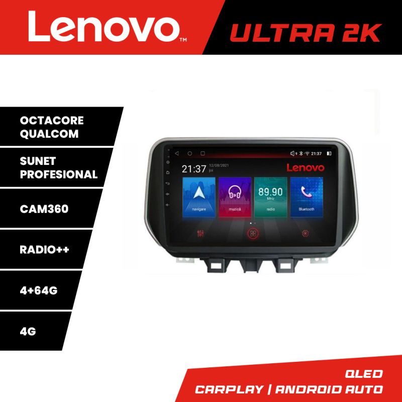 Navigatie Hyundai Tucson 2019 Quad Core Lenovo Kit-1135 8 core QLED Qualcomm 4+64 360 Android Waze USB Navigatie Internet Youtube Radio