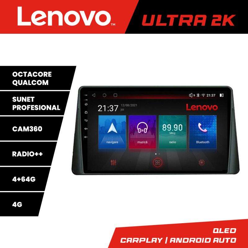 Navigatie Ford Focus 4 Kuga 2018-2023 Lenovo 8 core QLED Qualcomm 4+64 360 Android Waze USB Navigatie Internet Youtube Radio