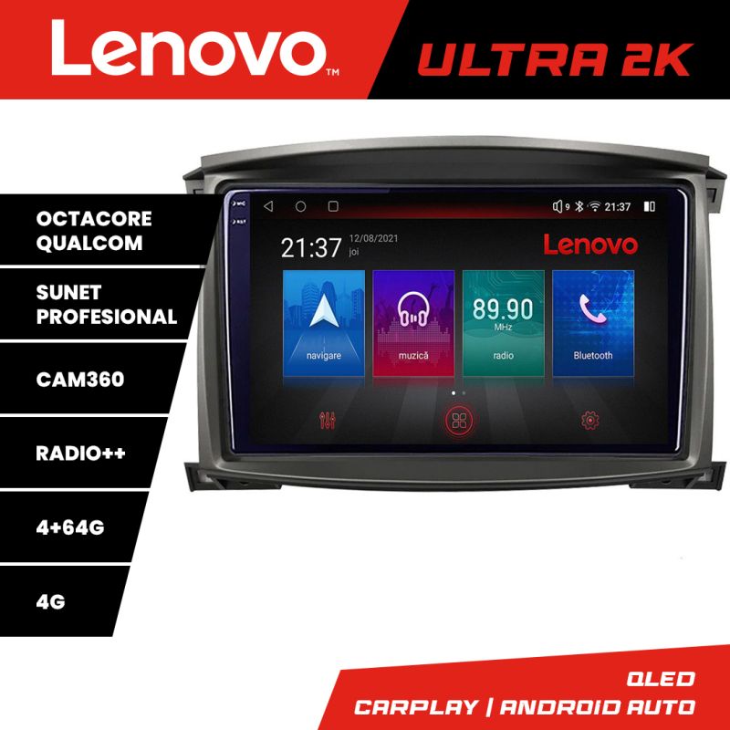 Navigatie Toyota Land Cruiser L100 2002-2006 Android radio gps internet 8 core QLED Qualcomm 4+64 360 Lenovo