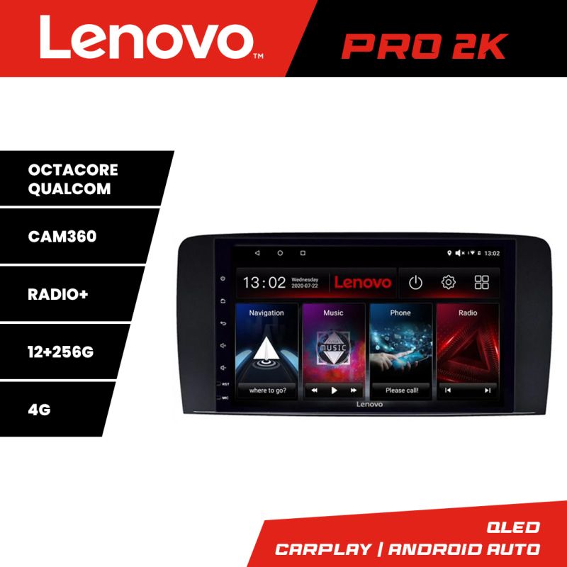 Navigatie Mercedes Clasa R Lenovo Kit-215 8 core QLED 2K 12+256 360 Android Waze USB Navigatie Internet Youtube Radio