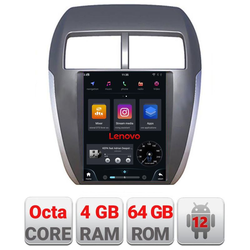 Navigație dedicată Tip Tesla Mitsubishi ASX Radio gps internet Qualcomm 8X 4+64 360 4G carplay android auto GB Kit-tesla-026+ULTRA-9.7-4+64