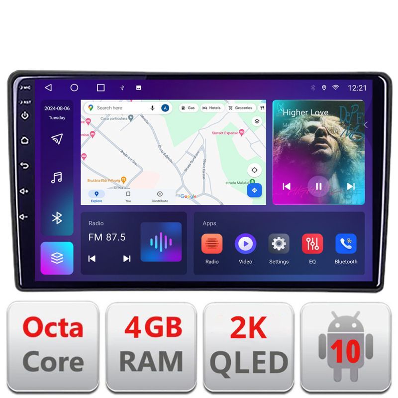 Navigatie Ford Transit 2019- varianta radio cd simplu Android Octa Core Ecran 2K QLED GPS 4G 4+32GB 360 KIT-transit-2019-a+EDT-E409-2K