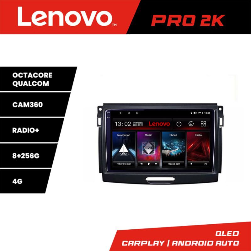 Navigatie Ford Ranger 2015-2020 Lenovo 8 core QLED 2K 8+256 360 Android Waze USB Navigatie Internet Youtube Radio