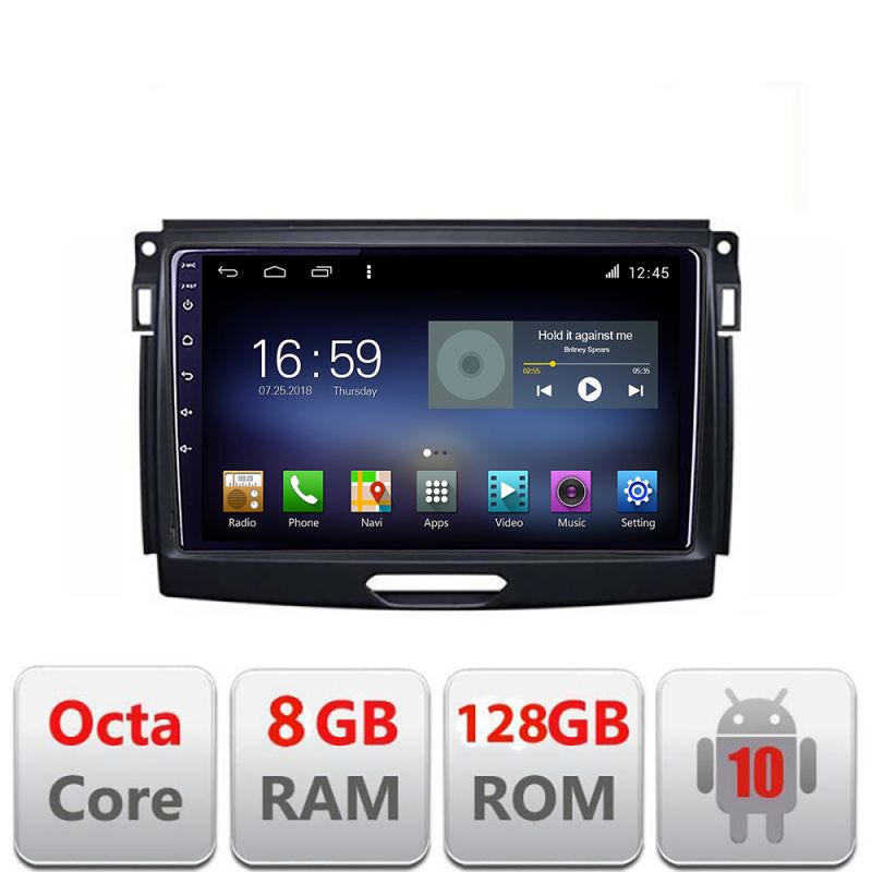 Navigatie Ford Ranger 2015-2020 Octa Core cu Android Radio Bluetooth Internet GPS WIFI DSP 8+128GB 4G