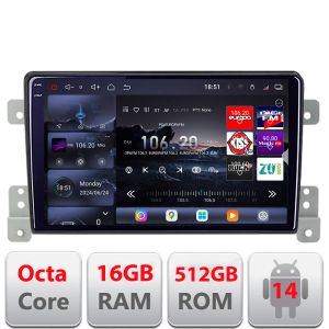 Navigatie Suzuki Grand Vitara Old 2005-2014  Edotec Kit-053 8 core QLED 2K 16+512 360 Android Waze USB Navigatie Internet Youtube Radio