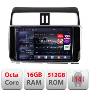 Navigatie Toyota Prado J150 2018- Edotec Kit-1065 8 core QLED 2K 16+512 360 Android Waze USB Navigatie Internet Youtube Radio