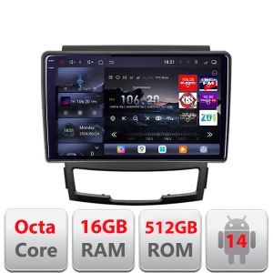 Navigatie Ssangyong Korando 2011-2013 Edotec Kit-159 8 core QLED 2K 16+512 360 Android Waze USB Navigatie Internet Youtube Radio