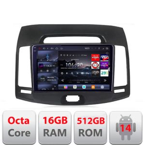 Navigatie Hyundai Elantra 2007-2011 Edotec Kit-2009 8 core QLED 2K 16+512 360 Android Waze USB Navigatie Internet Youtube Radio