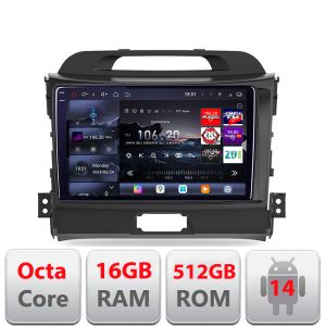 Navigatie Kia Sportage 2010- Edotec Kit-325 8 core QLED 2K 16+512 360 Android Waze USB Navigatie Internet Youtube Radio