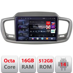 Navigatie Kia Sorento 2015-2018 Edotec Kit-6528 8 core QLED 2K 16+512 360 Android Waze USB Navigatie Internet Youtube Radio