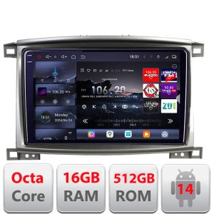 Navigatie Toyota Land Cruiser L100 2002-2008 Edotec Kit-L100 8 core QLED 2K 16+512 360 Android Waze USB Navigatie Internet Youtube Radio v1