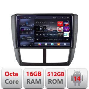 Navigatie Subaru Forester 2007-2013 Edotec Kit-SU01 8 core QLED 2K 16+512 360 Android Waze USB Navigatie Internet Youtube Radio