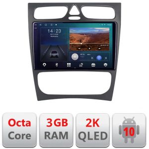 Navigatie Mercedes C W203 2000-2004 B-clk Android Ecran 2K QLED octa core 3+32 carplay android auto kit-clk+EDT-E309V3-2K